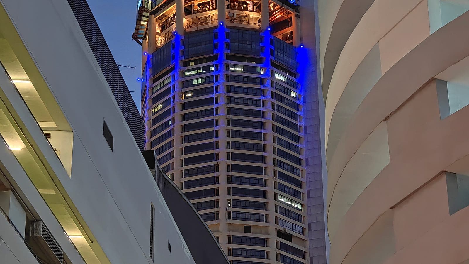KOMTAR at dusk above the George Town skyline