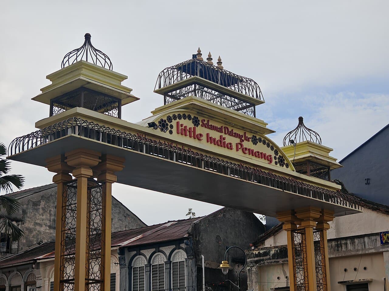 The Little India Penang welcome arch over the street in George Town