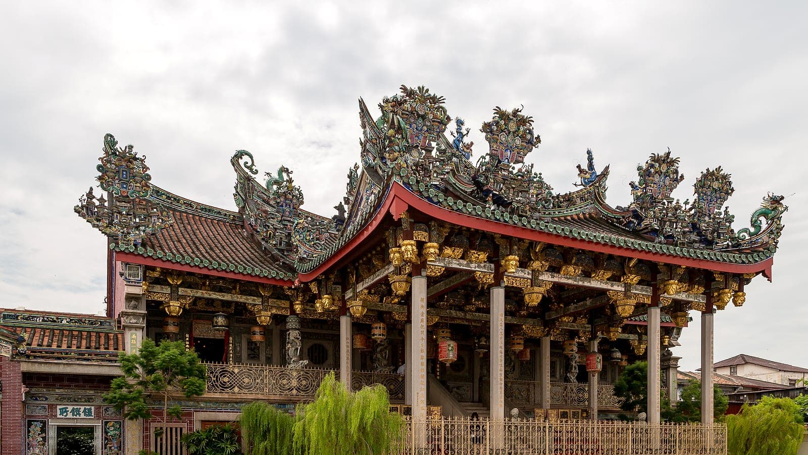The richly carved clan temple of the Khoo family
