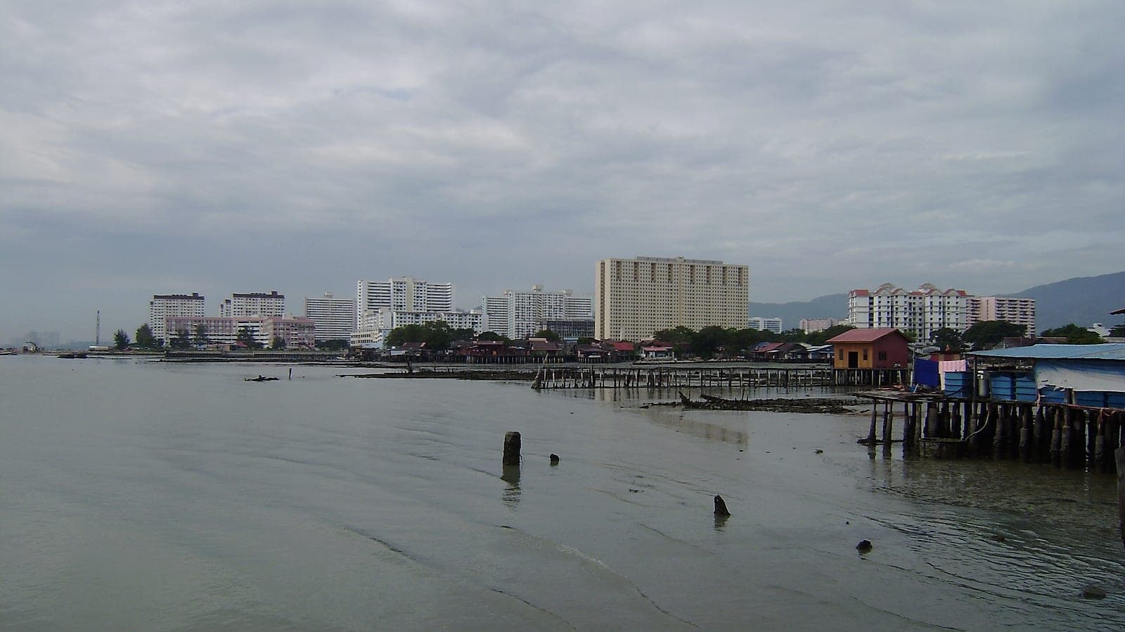 The Penang shore seen from the end of the jetty