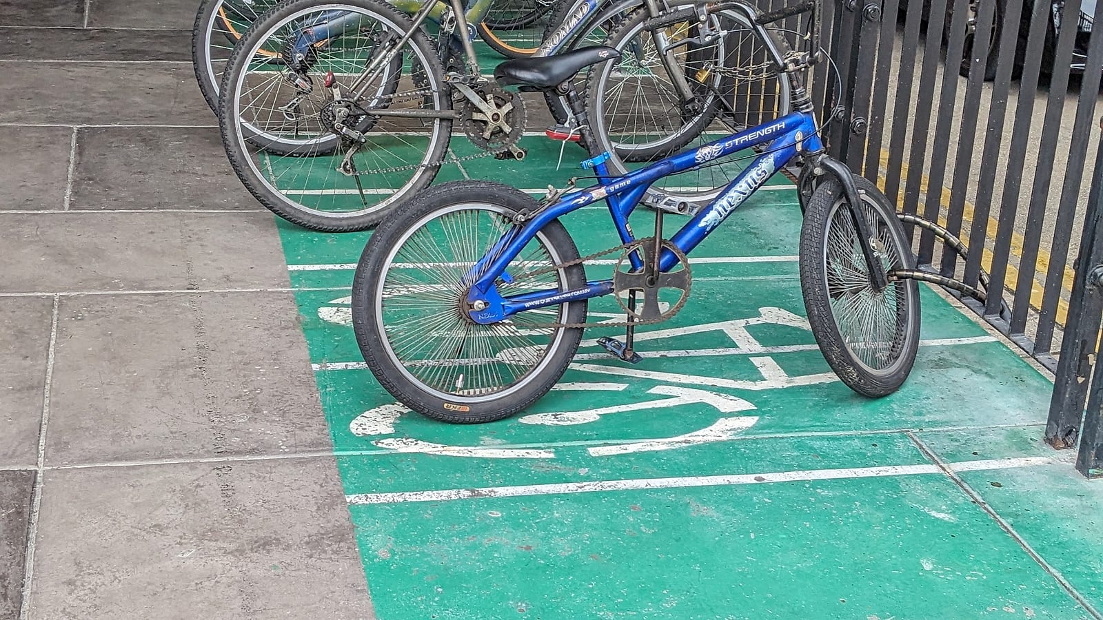 Bicycles parked in a marked bay on Jalan Ria, George Town